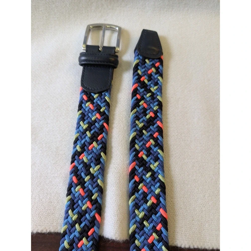 NEW! Barneys New York Mens Multi Color Woven Stretch Belt SZ 36